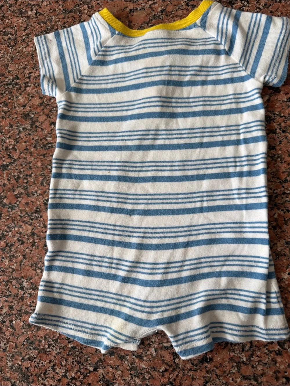 Nordstrom Striped Blue and White One-Piece with Yellow Trim and Pocket
